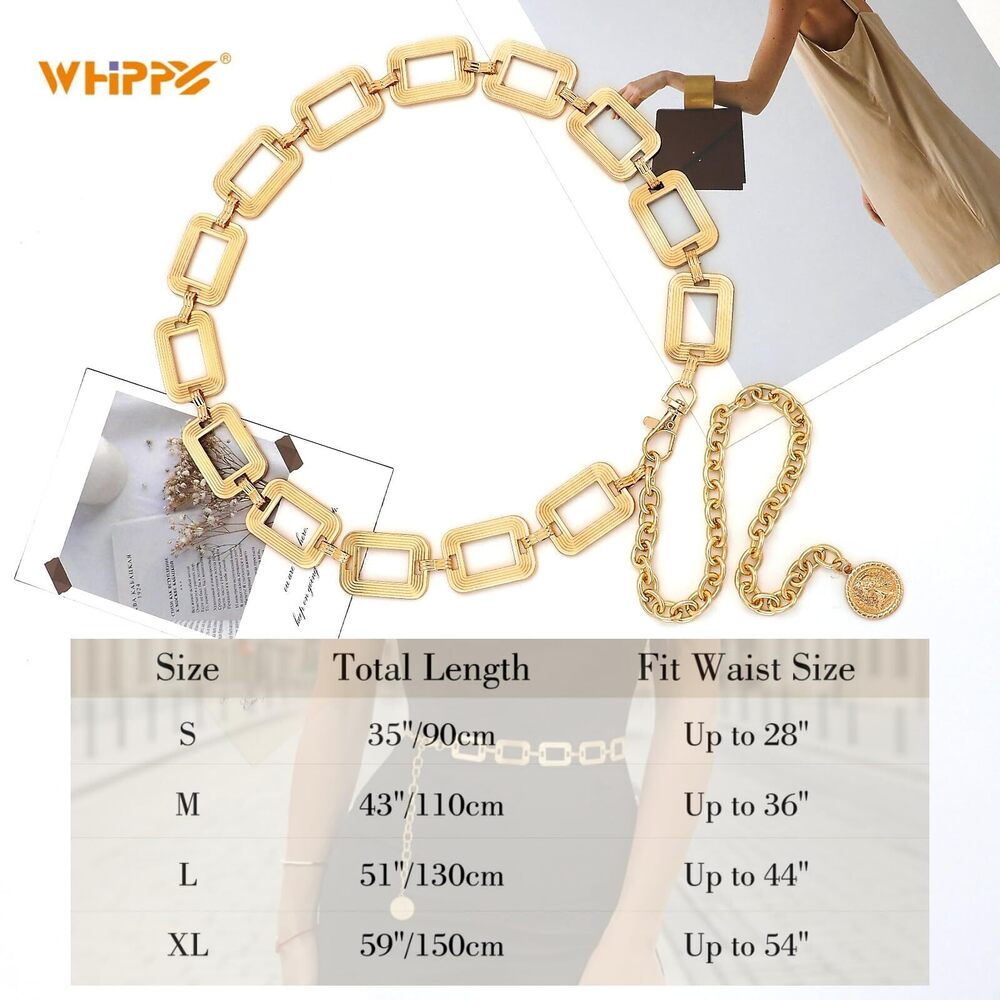 5414 Metal Waist Chain Belt Women Adjustable Body Link Belts Ladies Fashion - Picture 6 of 7